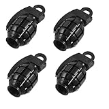 uxcell® 4 Pcs Black Metal Grenade Shaped Tire Valve Caps for Auto Car