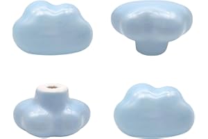 Bmgop 4PCS Ceramic Cabinet Knobs Cloud Shape Drawer Knobs Blue Nursery Dresser Knobs, Cute Drawer Handle Pulls for Closet Cupboard Wardrobe