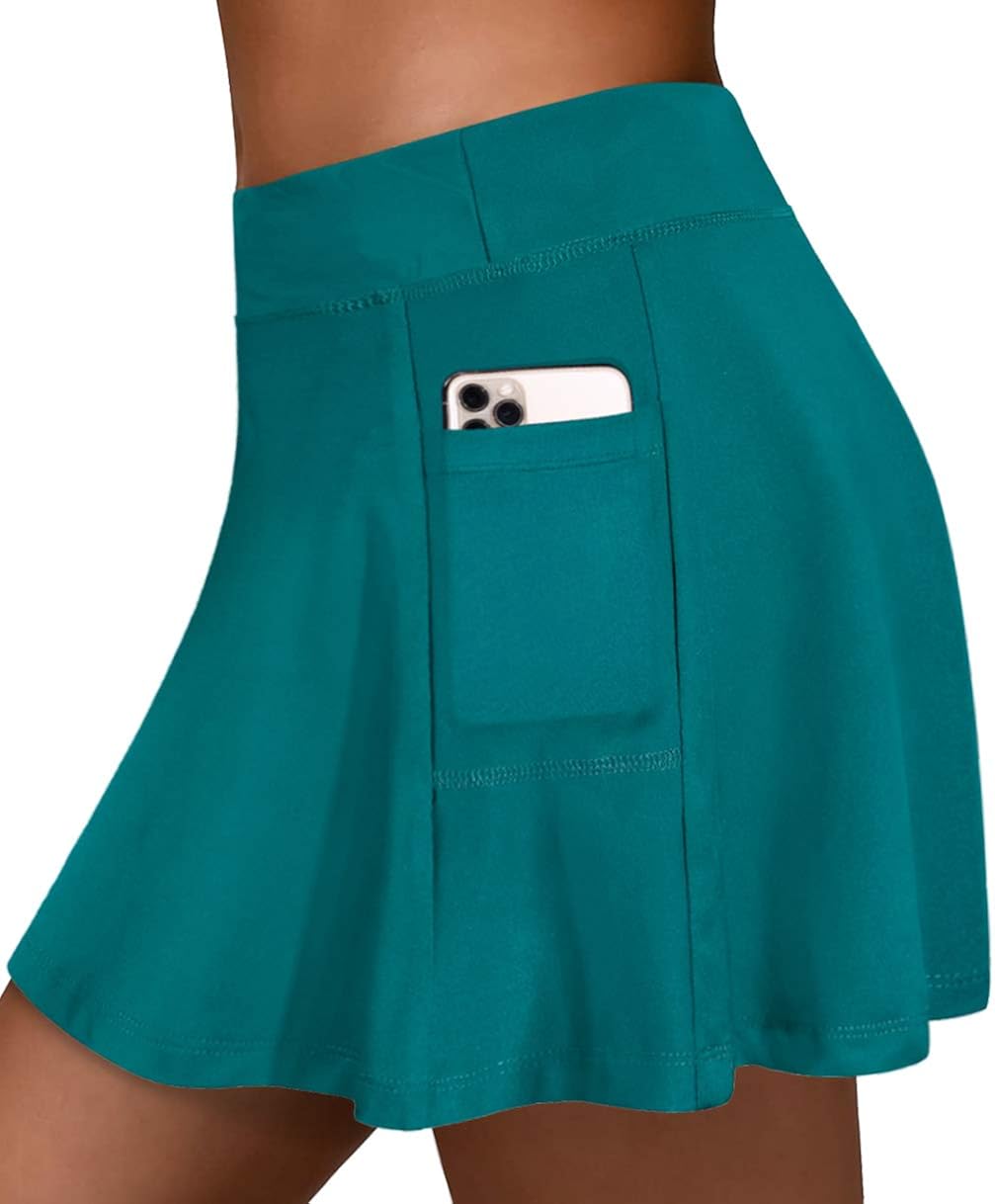 Fulbelle Womens Athletic Tennis Skirts Elastic Golf Skorts with Pockets: Clothing