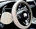 Sino Banyan Diamond Steering Wheel Cover PU Leather Case, with Bling Bling Crystal Rhinestones, Universal 15 Inch Protector for Women, Beige