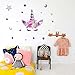 ARTTOP Cute Unicorn Wall Decal Colorful Stars Wall Stickers Removable Moon and Dots Room Decor Flower Decoration Wall Sticker for Girls Bedroom Fairytale Wall Art Home Decor