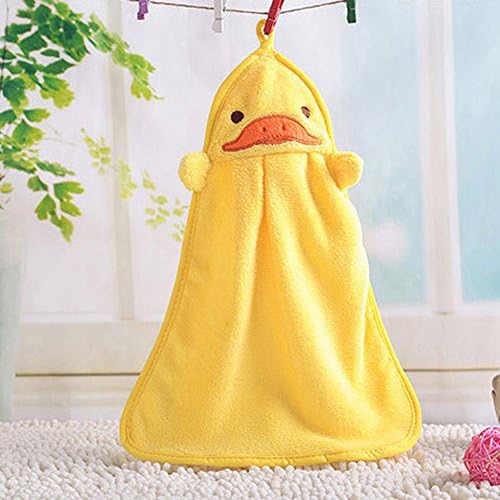 WOMU Kids Cute Animal Hand Towel Cartoon Microfiber Absorbent Quick-Dry For Kitchen Bathroom (yellow)