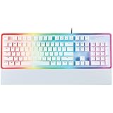 ROSEWILL Gaming Keyboard, RGB LED Backlit Wired Membrane Mechanical Feel Keyboard with Removable Keycaps and the Wrist Rest - White (NEON K51W)
