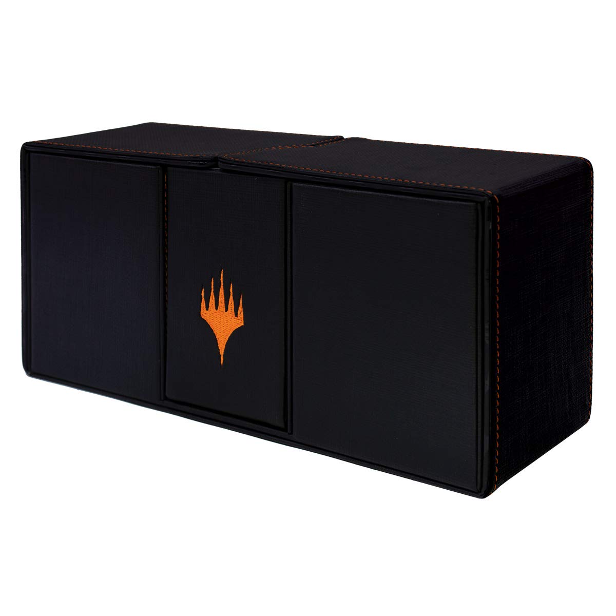 SPACIOUS DESIGN features two compartments to the left and right of the Alcove Vault can each hold up to 100 double-sleeved standard sized (2.5" x 3.5") trading card game cards.