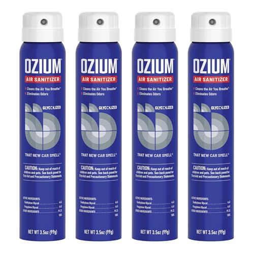 Ozium 3.5 Oz. Air Sanitizer & Odor Eliminator for Homes, Cars, Offices and More, New Car Scent, 4 Pack (OZM-22-4)