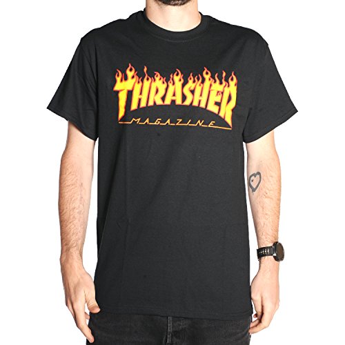 Thrasher Magazine Flame Logo T-Shirt - Large- Black