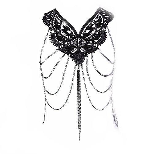 SIYWINA Body Chain Black Lace Fine Chain Body Chain Bikini Summer