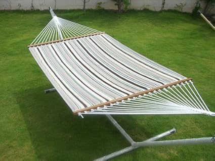 Oak N Oak Comfortable Sleeping Hanging Hammock/Quilted Hammock Swing/Outdoor Hammock Furniture for Home Patio Garden, Camping, Beach & Leisure Backyard, 55 Extra Large Wide Coffee Stripe( Offer is only for hammock,STAND NOT INCLUDED)