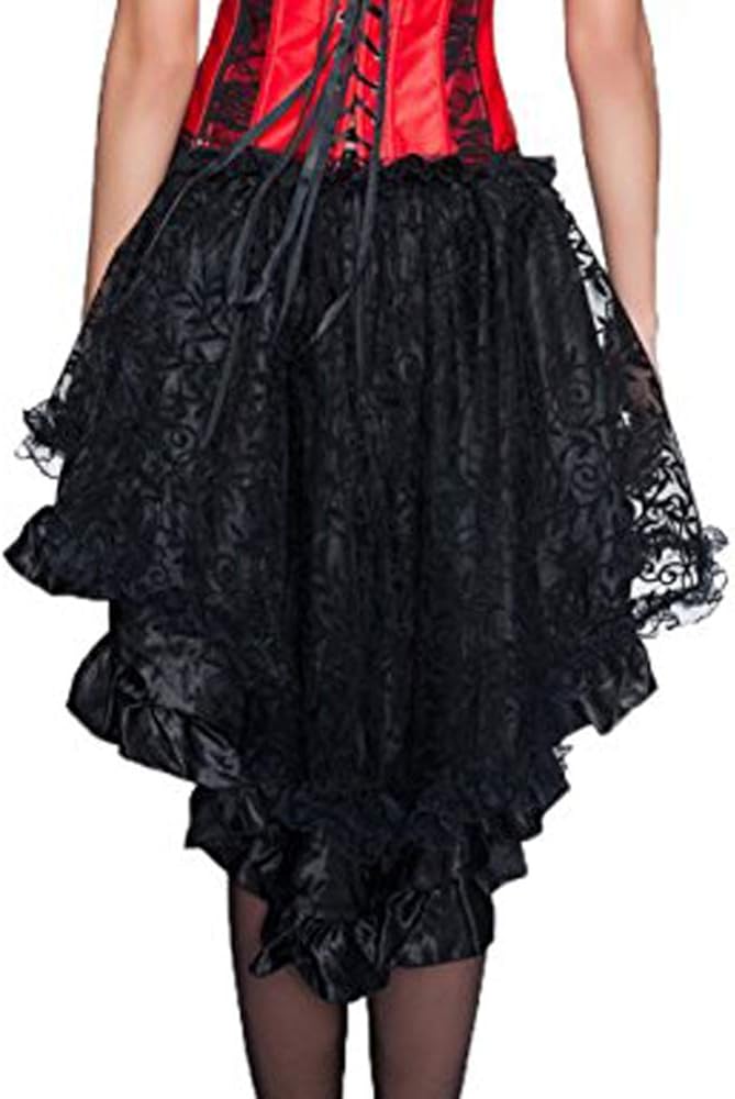 Coswe Women's Solid Color Lace Asymmetrical High Low Corset Skirt at  Women’s Clothing store