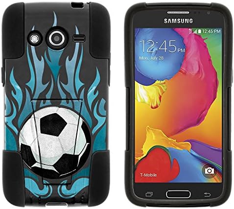 Galaxy Avant Case, Dual Layer Shell STRIKE Impact Kickstand Case with Unique Graphic Images for Samsung Galaxy Avant SM-G386T (T Mobile, MetroPCS) from MINITURTLE | Includes Clear Screen Protector and Stylus Pen - Fiery Soccer Ball