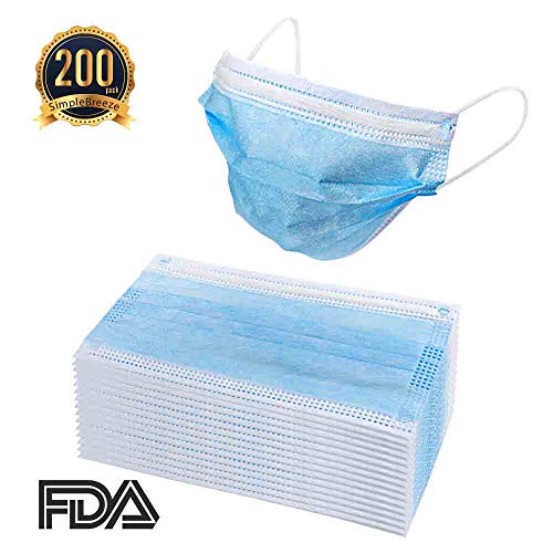 200 pcs Disposable Earloop Face MasksDental Surgical Medical for Allergy and Cough (Blue) - Thumbnail 7