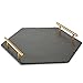 VonShef Natural Slate Cheese Tapas Serving Tray with Brushed Gold Handles, 12 Inches x 13.8 Inches