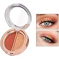 Timipoo Double Color Eye Shadow Palette, High Pigment Makeup, Matte Shimmer Metal, Waterproof & Durable (01#Sunset Orange)