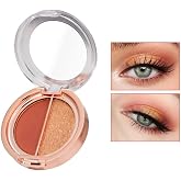 Timipoo Double color eye shadow, high pigment eye makeup palette, matte shimmer metal eye shadow powder, waterproof and durable color eye makeup (01#Sunset orange)