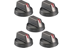 KOZHOM Upgraded Samsung Stove Knob Black Stainless Steel, Top Burner Control Dial, Oven Knob Replacement Part for Samsung Gas Range Oven Stove NX58J5600SG, NX58J7750SG, NX58K7850SG, 5 Pcs