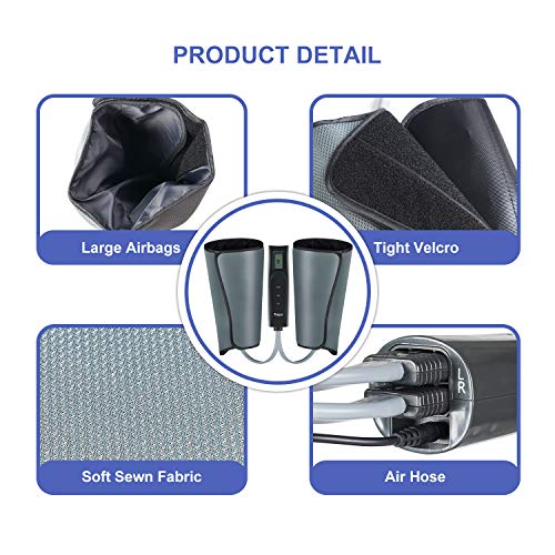Air Compression Calf Leg Massager - Tespo Wrap Massage with Heat, Compression Boot for Circulation and Muscle Relaxation, 3 Intensities 3 Modes - Thumbnail 5