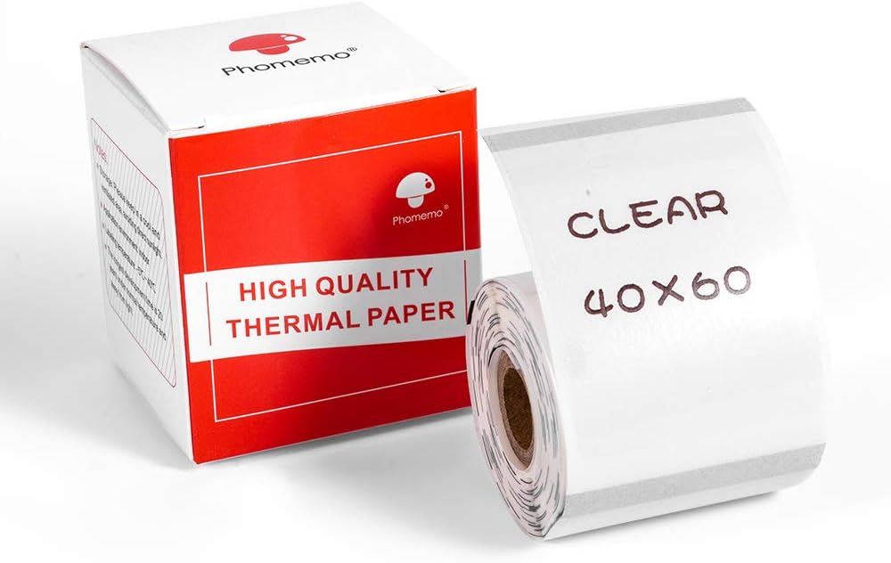 Phomemo M110 Transparent Label,1.57"x1.18"(40×60mm) Thermal Multifunctional Transparent Label,Compatible with M110 M220 M221 M120 M150 M250 M260 M108 M100 M102 M200 Label Printer,130 Labels/roll