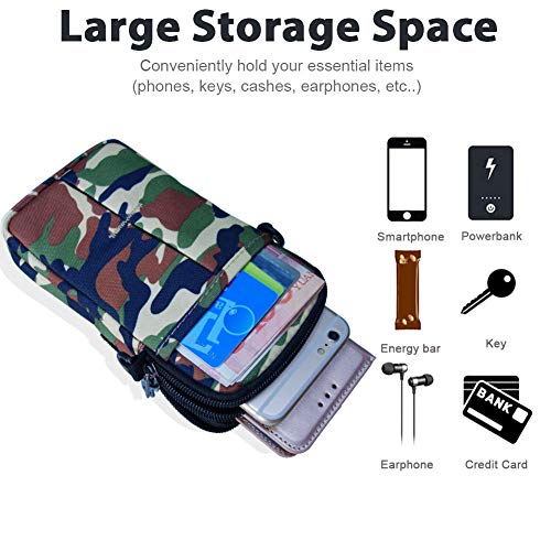Arm Bag for Men Fashion Camo Waterproof Armband Outdoor Hiking Wrist Bag for Phone&Keys,Lightweight Small Mini Crossbody Bag Workout Zipper,Cell Phone Holder Arm Case for Apple iPhone/Samsung/LG/Sony
