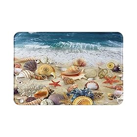 Beach Bathroom Rug Seashell Bath Mat Non Slip Soft Comfortable Water Absorption Doormat 24x16 Inch 51QKwPtcRnS