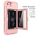 WeLoveCase iPhone SE 2022/2020 Wallet Case for Women Defender Credit Card Holder Cover with Hidden Mirror Three Layer Shockproof Heavy Duty Protective Case for iPhone SE 2022/2020/7/8 - Rose Gold