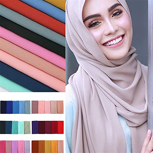 Scarf For Women KIKOY Super Soft Plain Bubble Chiffon Scarf Hijab Wrap Printe Shawls Headband Muslim Hijabs