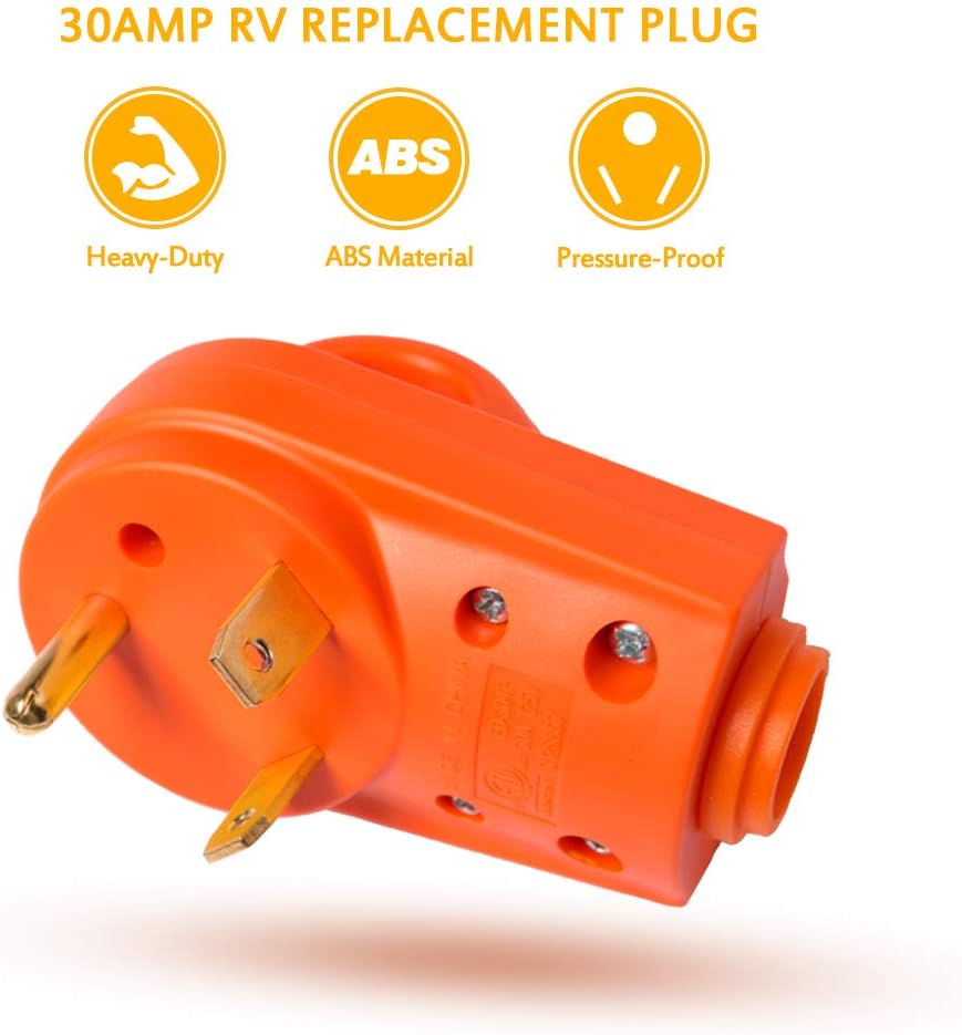 MICTUNING 125V 30Amp Heavy Duty RV Replacement Male Plug with Ergonomic Handle: Automotive