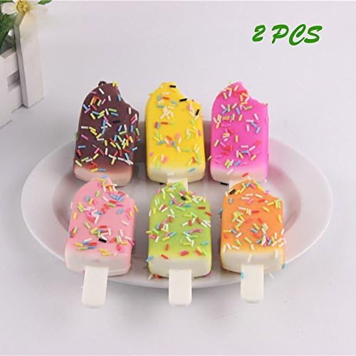 YCYBuy 2 Pcs New Cute Jumbo Squishies Sprinkles Ice Cream Popsicle Very Slow Rising Gaint Kawaii Scented Cream Foam Silly Squishies Food Simulation Kids Toy Random Shipping