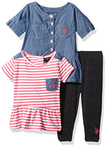 U.S. Polo Assn. Baby Girls Knit, Fashion Top and Legging Set