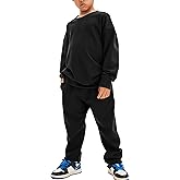Flygo Boys Girls 2 Piece Outfits Fleece Kids Sweatsuit Crewneck Sweatshirt and Sweatpants Tracksuit Clothing Set