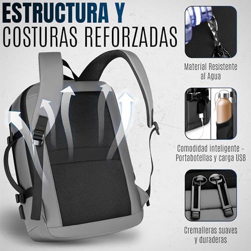 CJSME®️ Waterproof Travel Backpack Cabin Airplane Carry On Luggage with Laptop Compartment + Water Bottle Holder + USB Port / Anti-Theft Travel Suitcase Unisex Multifunction