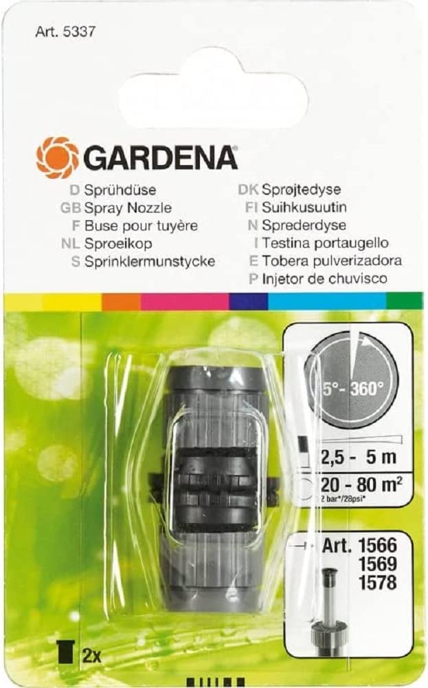 Gardena pulverizador 5-360° para emergentes 100 y 300 del sistema Sprinkler y aspersores aéreos. Tobera, Black, 5337-20