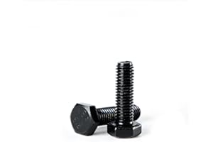 AOTXSHNO M6-1.0 x 20mm Hex Head Screws Bolts, 8.8 Grade Carbon Steel, Black Oxide Finish, Full Machine Thread, Right Hand Ext