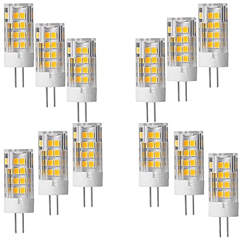 OUKAIDE 12er G4 LED Lampen 5W Leuchtmittel 51 SMD 2835LEDs Warmweiß 3000K LED Lampe Super Hell 500LM Bulb 360° Abstrahlwinkel AC220-240V Nicht Dimmbar G4 Keramikbasis
