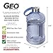 Geo Sports Bottles 1/2 Gallon (64 oz) BPA Free Reusable Leakproof Wide Mouth Sports Water Jug Bottle with Handle and 48mm Stainless Steel Cap (Natural Blue)