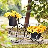 Glitzhome Metal Standing Planter Hand Painted