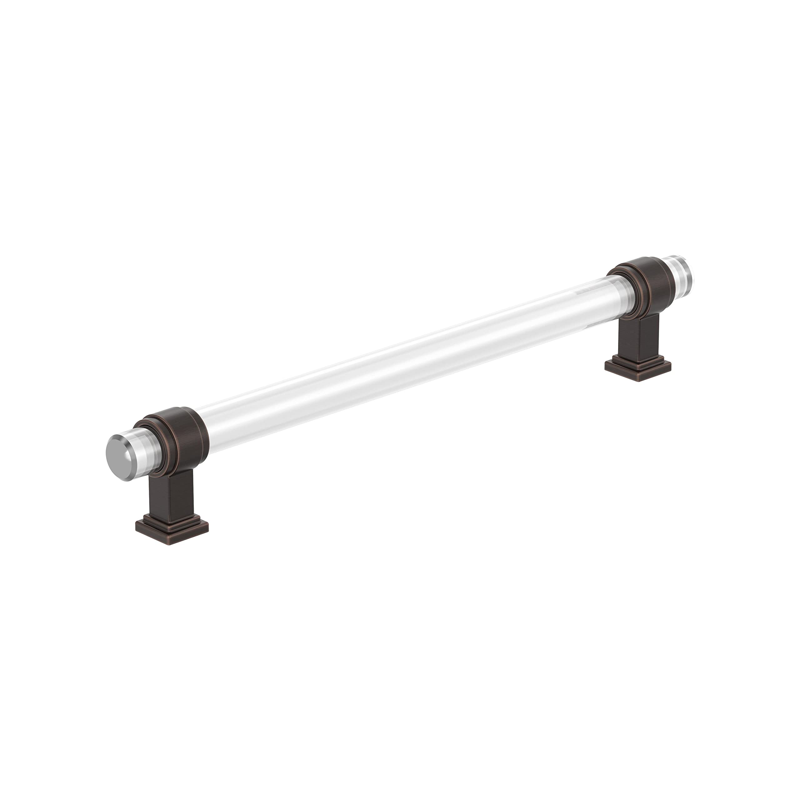 Amerock BP36661CORB | Clear/Oil-Rubbed Bronze Cabinet Pull | 8 in (203 mm) Center-to-Center Cabinet Handle | Glacio | Drawer Pull | Kitchen Cabinet Handle | Furniture Hardware