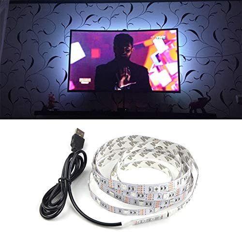 LED Ribbon Lights，LED Strip Lights for TV, AIMENGTE 3528SMD 0.5M 1M 2M Background Lighting Under Bed Light Decorative Lamp Tape Night Light USB Powered. (White, 1M)