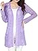 EachWell Women Hollow Crochet Cable Knit Pockets Open Front Cardigan Sweater Purple