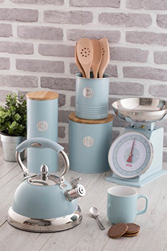 Typhoon Living Blue Utensil Pot, Durable Carbon Steel Crock With a Hard-wearing Matte Coating, Vintage-style Countertop Kitchen Tool Holder, 54-Fluid Ounces - Thumbnail 2