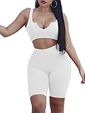 BEAGIMEG Women's Sexy V Neck High Waist Shorts Tank