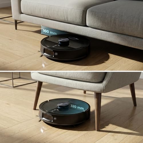 Robot Aspirapolvere e Lavapavimenti Base Autosvuotamento Conga Y90 Dark. Navigazione Laser, 25000Pa, Auton. 240min, Spazzola Silicone Pet, Sacco 3L, Bluetooth WiFi, App, Pulizia Senza Pensieri