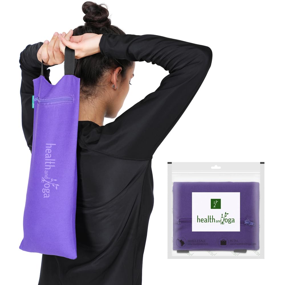 HEALTHANDYOGA(TM Yoga Sand Bags - Double Bag with Inner Waterproof Bag- Prop for Adding Weight and Support (Purple)