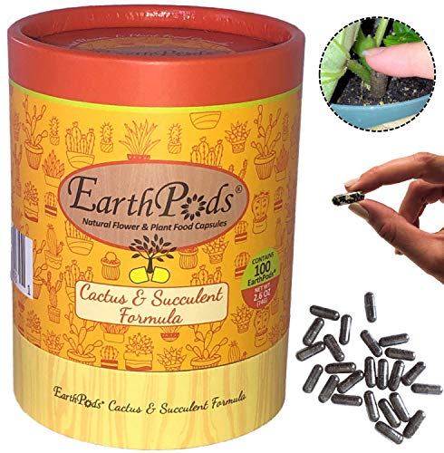 EarthPods Premium Cactus & Succulent Plant Food - Easy Organic Fertilizer Spikes - 100 Capsules - Enhance Color, Stem + Leaf Growth (For Cacti, Succulents, Aloe Vera & Jade Soil, No Urea, Ecofriendly)