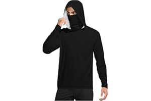 fnnxeal Mens UV Protection Shirts Long Sleeve UPF 50+ Hooded Rash Guard Sun Hoodies with Mask Outdoor Hiking Swimming Fishing