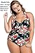 Chase Secret Womens Halter One Piece Swimsuits Floral Ruched Swimwear Monokinis Bathing Suits Plus Size XXX-Large