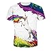 Hand Painted Unicorn Short Sleeve Cotton T-shirt for Lover's Summer T-shirts , (XL=US L)