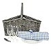 Zelancio Double Lid Picnic Wicker Basket for Two Persons, Large