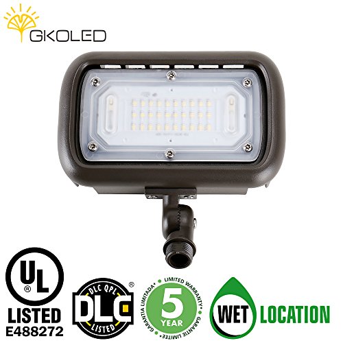 30W LED Floodlight, Outdoor Security Fixture, Waterproof, 100W PSMH Replace, 3000 Lumens, 5000K Daylight White, 70CRI, 120-277V, 1/2″ Adjustable Knuckle Mount, UL-listed, 5 Years Warranty