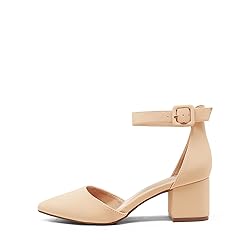 DREAM PAIRS ANNEE Pointed Toe Low Chunky Heels Pump