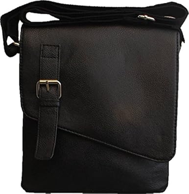 JaisBoy Messenger Bags Genuine PU Leather Bag - Cross Body Shoulder Side Bag for Mens/Womens/Girls (Black)